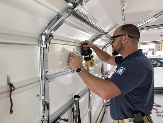 Greenwich Garage Door Repair technician quieting a noisy garage door in Greenwich
